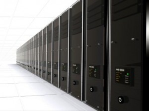 3d computer servers in a data center - good perspective